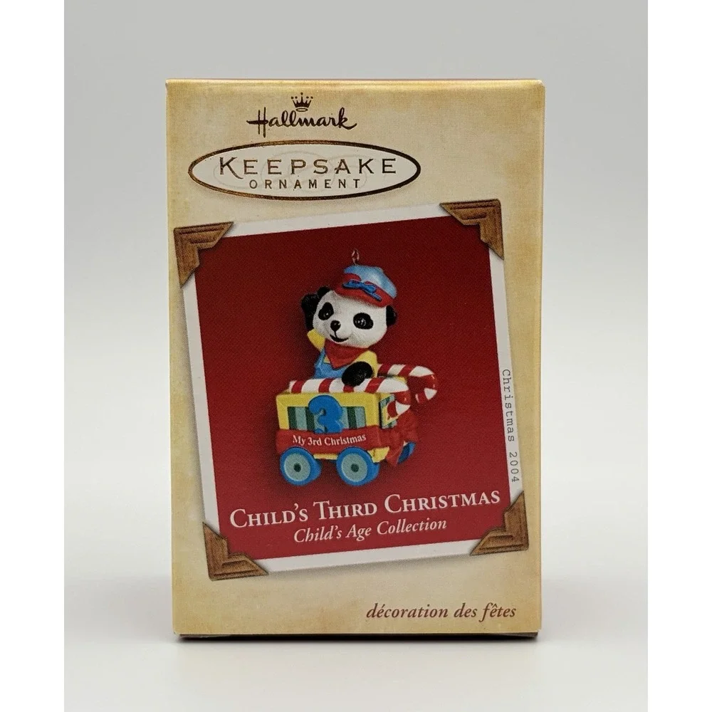 Hallmark Keepsake Ornament 2004 Child's Third Christmas Panda Train Vintage New